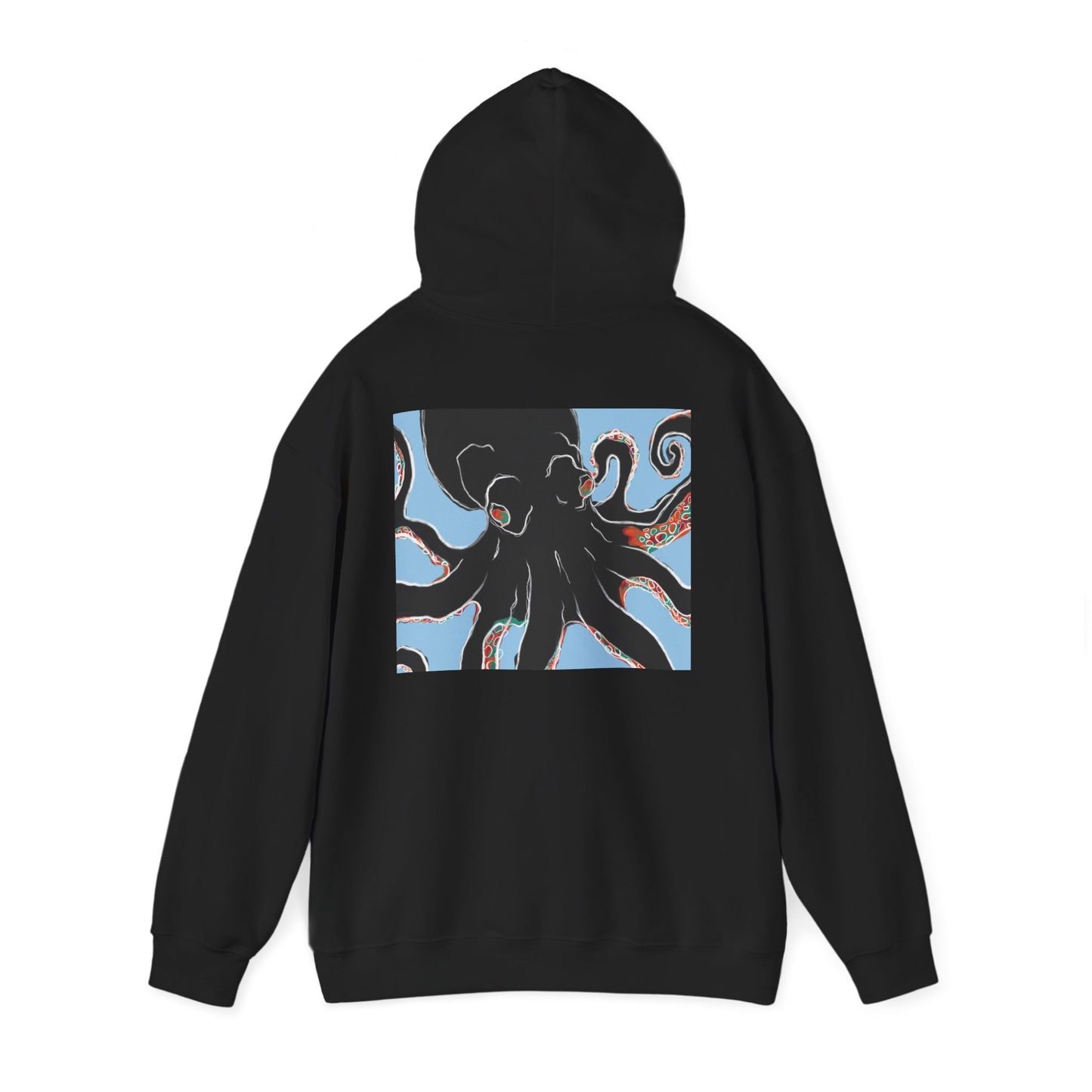 Zen Frog Octopus Unisex Heavy Blend Hooded Sweatshirt, Cozy Graphic Hoodie, Gift for Ocean Lovers, Unique Casual Wear, Relaxed Style