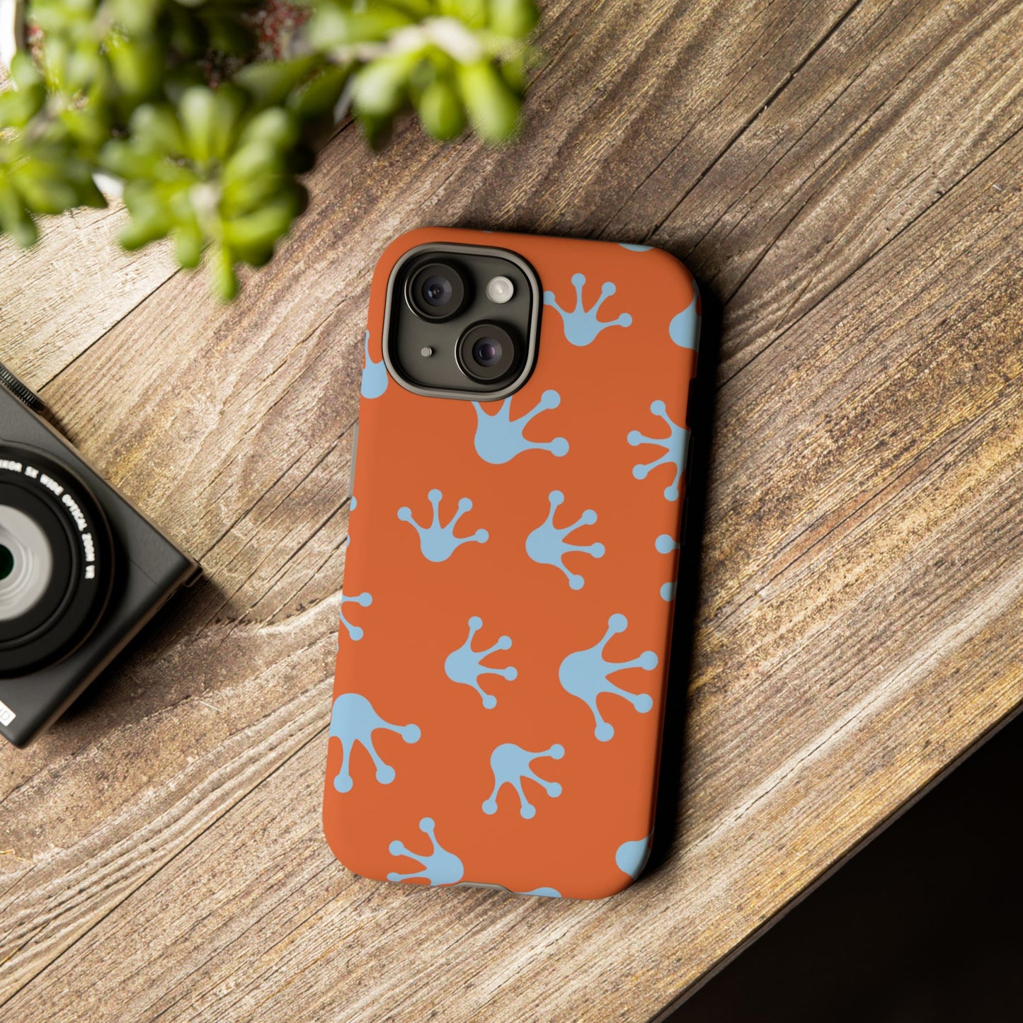 Frog Print Phone Case - Tough Cases, Orange Frog Design, Unique Gift, Fun Accessories, Vibrant Phone Cases, Cool Cases
