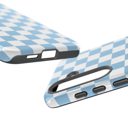 Blue Checkered Phone Case, Tough Phone Cover, Stylish Mobile Protector, Unique Gift for Him/Her, Trendy Accessories for Holidays