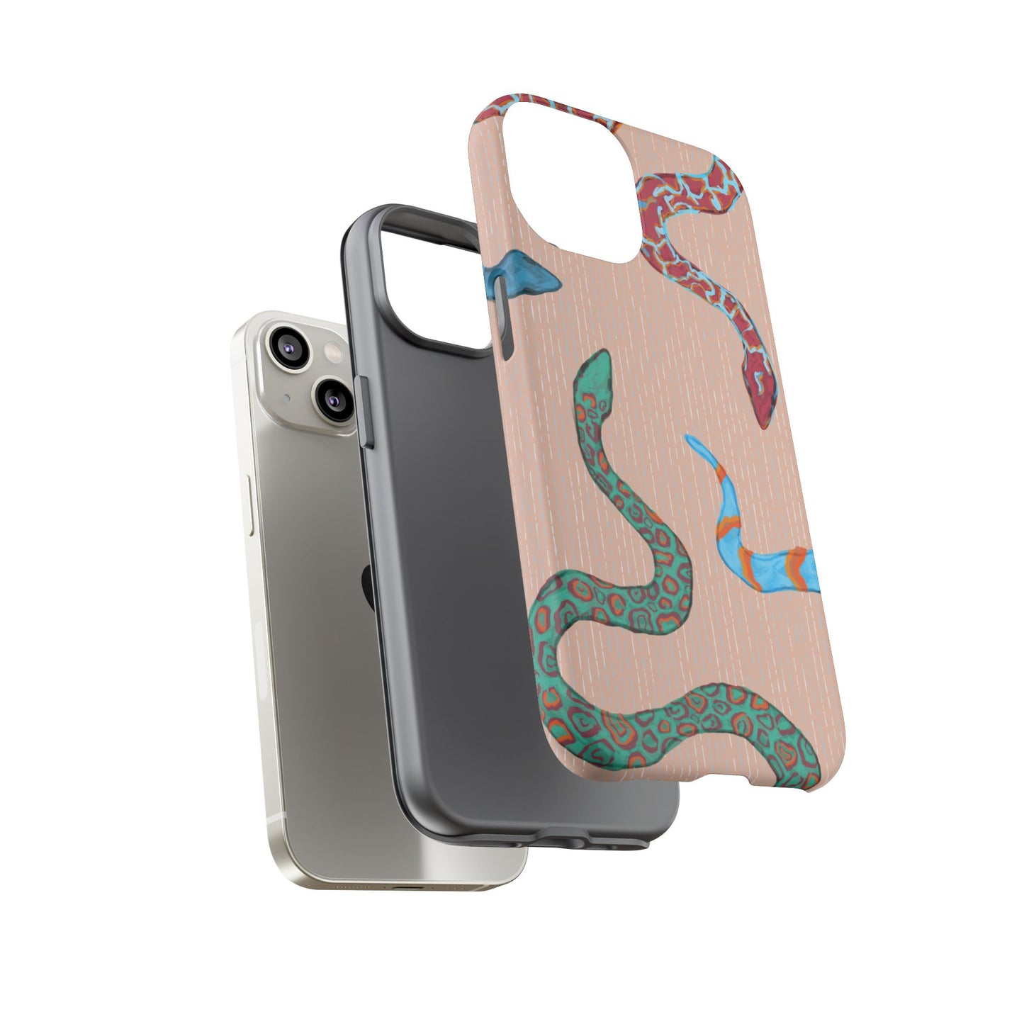 Colorful Snake Phone Case, Tough Phone Case, Unique Phone Cover, Animal Print Case, Gifts for Her, Trendy Accessories