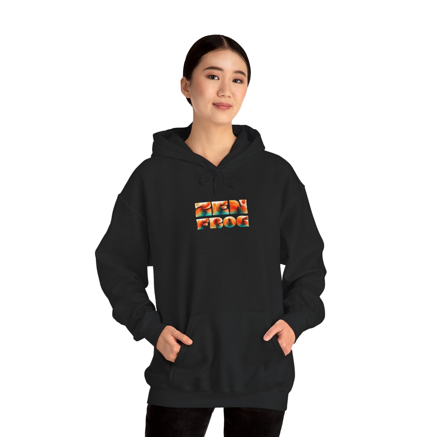 Zen Frog Hooded Sweatshirt - Cozy Unisex Hoodie, Casual Wear, Spring Fashion, Unique Gifts, Streetwear Style, Simple Moon Design, Gift for Him, Gift for Her