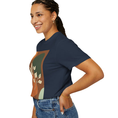 Boho Leafy T-Shirt, Unisex Short Sleeve Tee, Casual Wear, Earthy Aesthetic, Gifts for Nature Lovers, Comfortable Everyday Style