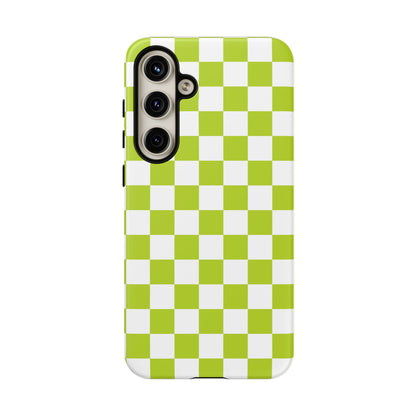 Lively Checker Pattern Phone Case | Tough Cases, Green Checkered Design, Unique Cell Phone Cover, Trendy Accessory, Gift Idea