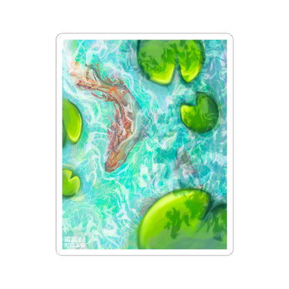 Tranquil Koi Pond Kiss-Cut Stickers | Water Lily Aesthetic Decor, Vibrant Laptop Art, Nature Lovers Gifts, Home Office Style
