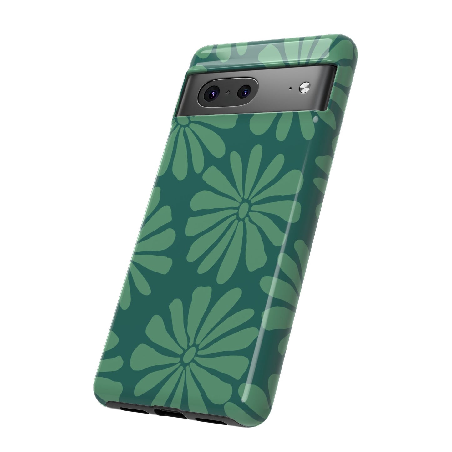 Stylish iPhone Case, Floral Phone Cover, Tough Phone Cases, Green Daisy Design, Unique Gift for Her, Spring Accessories