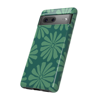 Stylish iPhone Case, Floral Phone Cover, Tough Phone Cases, Green Daisy Design, Unique Gift for Her, Spring Accessories