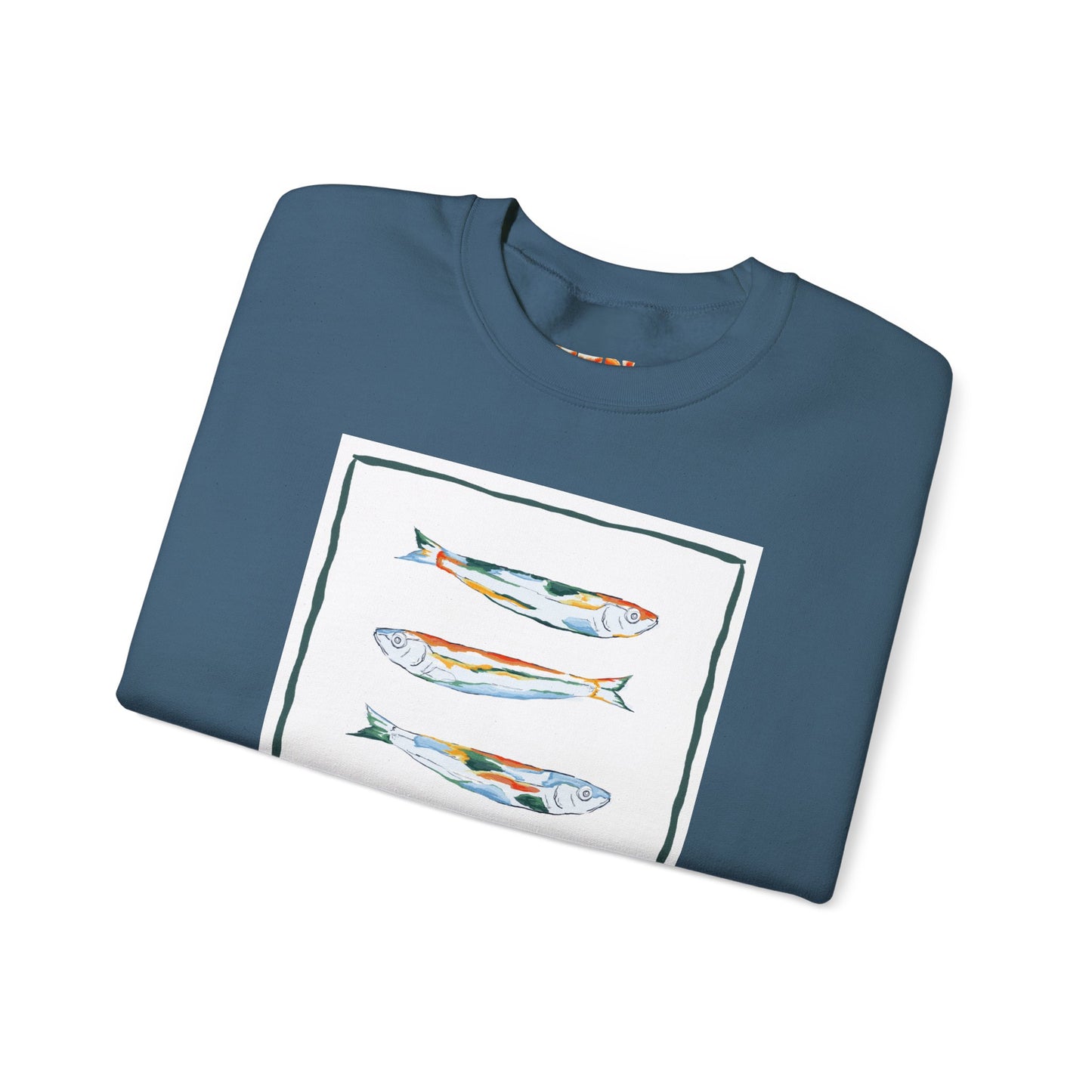 Row of Funky Fish Design Crewneck Sweatshirt - Cozy Unisex Apparel, Perfect for Fishing Lovers, Gift for Nature Enthusiasts, Casual Wear, Artsy Crewnecks, Quirky Fish, Fun Art, Comfy Sweatshirts