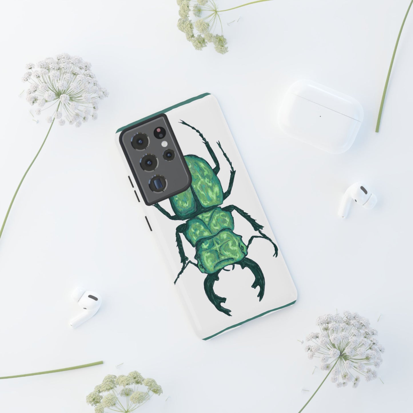 Green Beetle Phone Case - Tough Cases, Insect Lover Gift, Nature Lover Accessory, Unique Phone Cover, Eco-Friendly Design