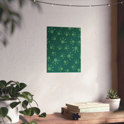 Frog Splash Art Prints, Fun Wall Decor for Kids, Nursery Room Accent, Green Frog Pattern Posters, Gift for Frog Lovers