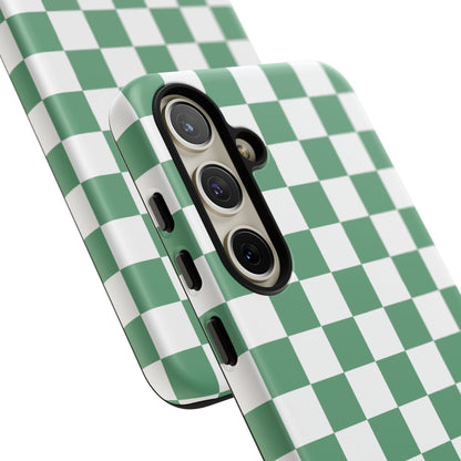 Stylish Phone Case - Green Checker Print, Trendy Phone Cover, Unique Gift, Modern Accessories, Eco-Friendly Case