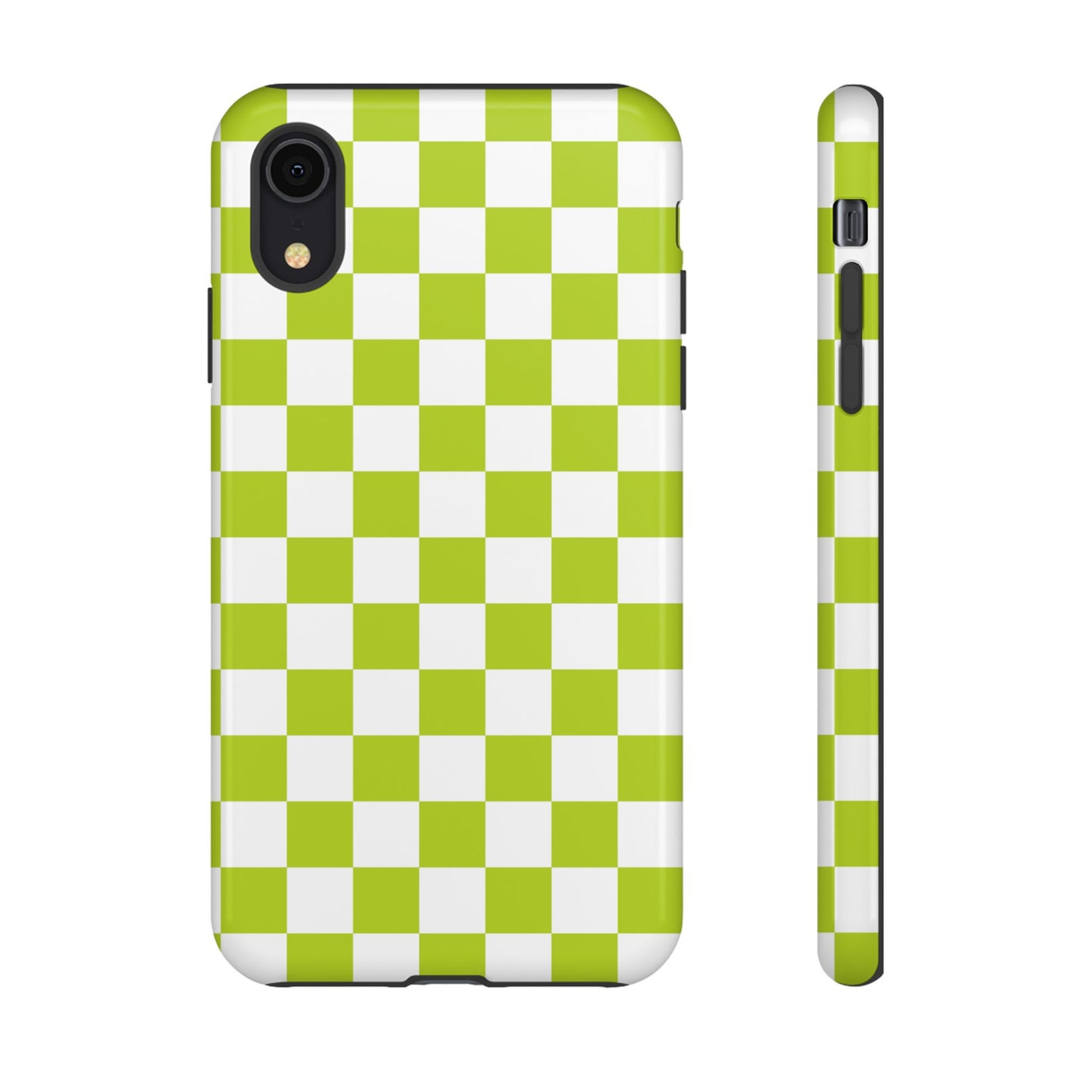 Lively Checker Pattern Phone Case | Tough Cases, Green Checkered Design, Unique Cell Phone Cover, Trendy Accessory, Gift Idea