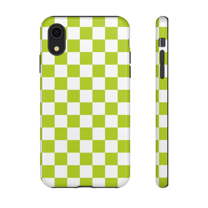 Lively Checker Pattern Phone Case | Tough Cases, Green Checkered Design, Unique Cell Phone Cover, Trendy Accessory, Gift Idea