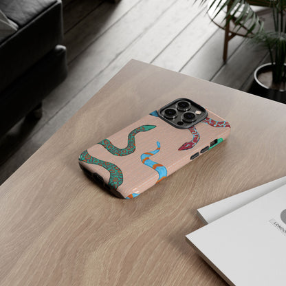 Colorful Snake Phone Case, Tough Phone Case, Unique Phone Cover, Animal Print Case, Gifts for Her, Trendy Accessories