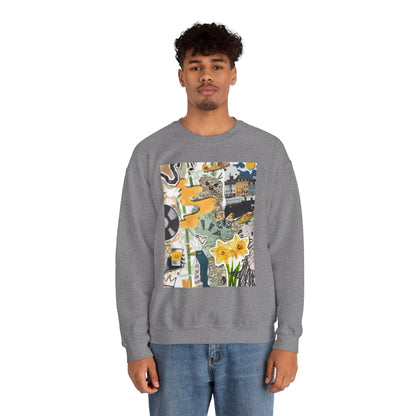 Vibrant Art Sweatshirt for Creatives, Cozy Fall Layering, Gift for Artists, Unique Graphic Pullovers, Casual Everyday Wear, Abstract, Vintage, Collage, Crewneck, Cool Hoodies
