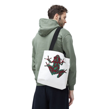 Frog Art Tote Bag, Eco-Friendly Shopping Bag, Nature Lover Gift, Stylish Reusable Tote, Unique Animal Print Purse
