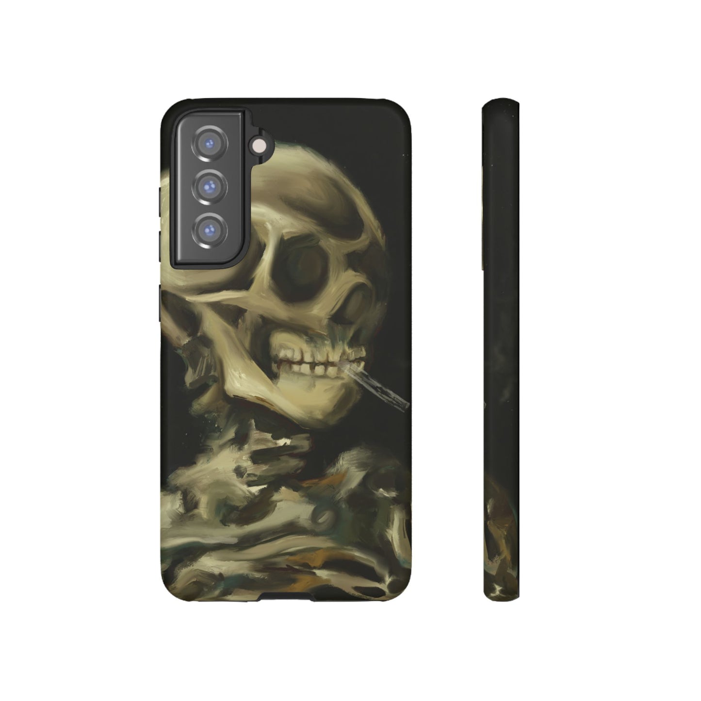 Skull Phone Case - Tough Cases, Macabre Style, Unique Accessories, Perfect for Halloween, Gothic Decor, Edgy Gift Idea | Van Gogh Reimagined, Abstract Twist on  Van Gogh's Skeleton with Burning Cigarette