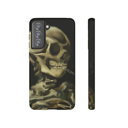 Skull Phone Case - Tough Cases, Macabre Style, Unique Accessories, Perfect for Halloween, Gothic Decor, Edgy Gift Idea | Van Gogh Reimagined, Abstract Twist on  Van Gogh's Skeleton with Burning Cigarette