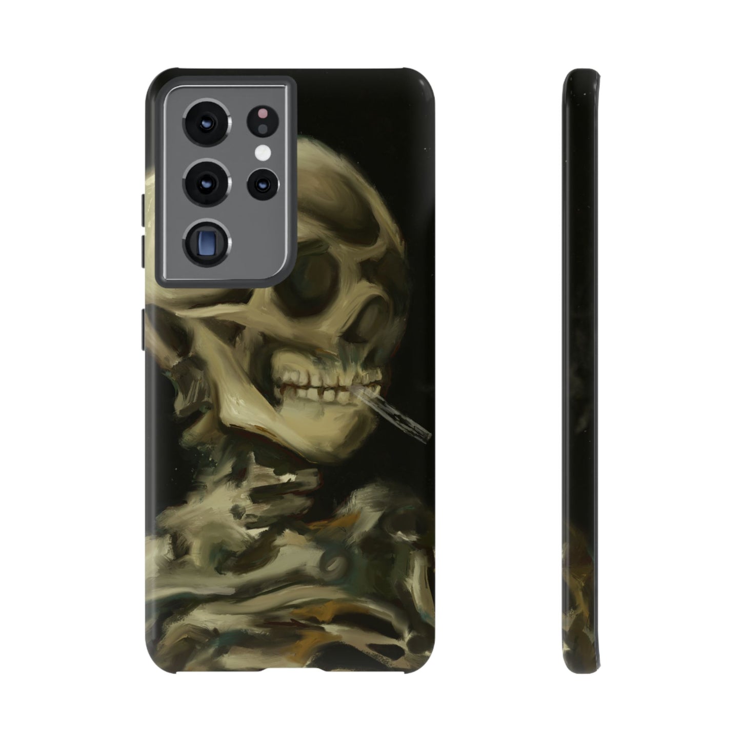 Skull Phone Case - Tough Cases, Macabre Style, Unique Accessories, Perfect for Halloween, Gothic Decor, Edgy Gift Idea | Van Gogh Reimagined, Abstract Twist on  Van Gogh's Skeleton with Burning Cigarette
