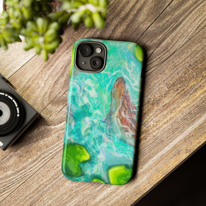 Watercolor Phone Case, Nature Lover Gift, Tough Phone Cover, Phone Accessory, Unique Design for Spring/Summer, Lily Pad, Fish Pond