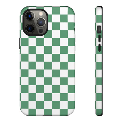 Stylish Phone Case - Green Checker Print, Trendy Phone Cover, Unique Gift, Modern Accessories, Eco-Friendly Case