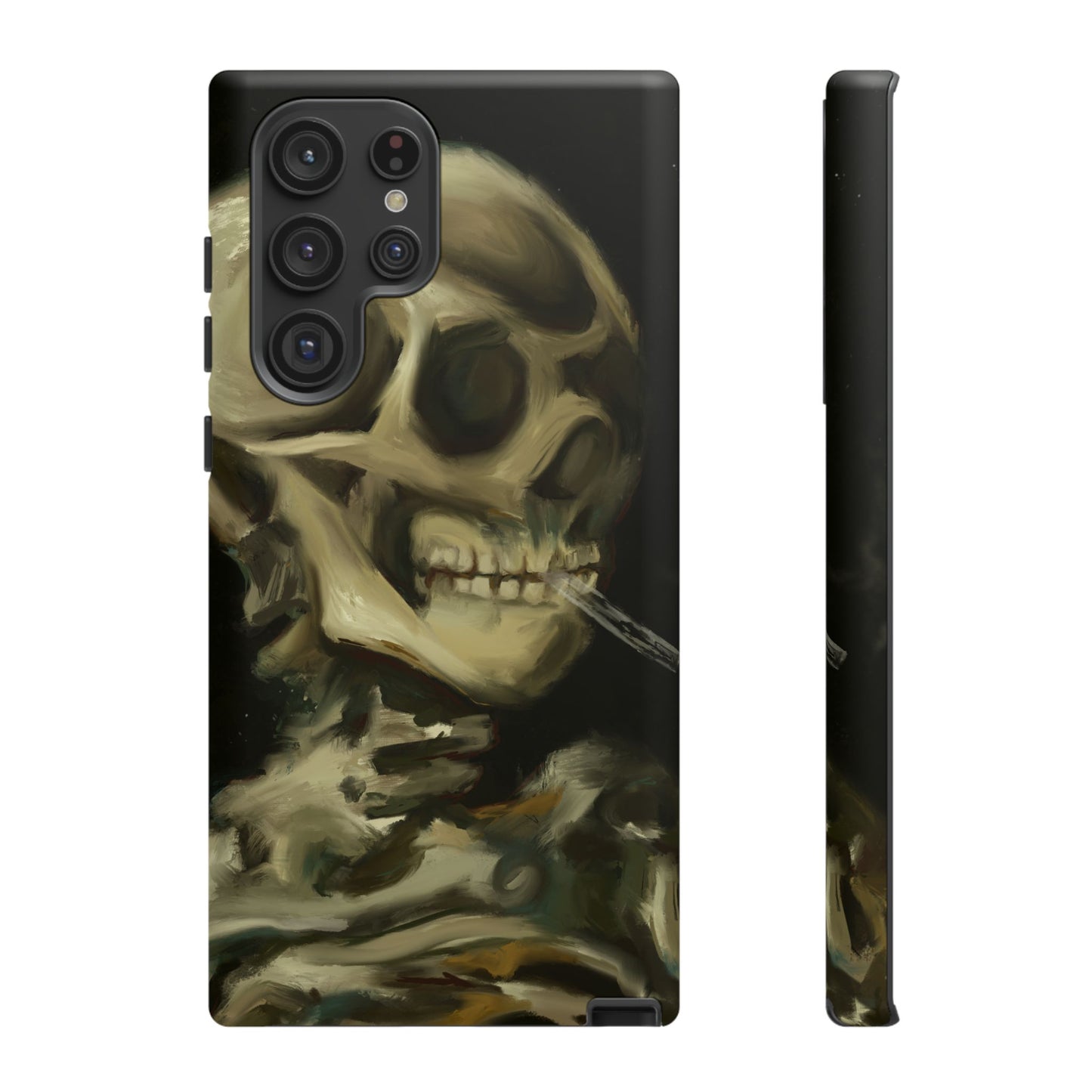 Skull Phone Case - Tough Cases, Macabre Style, Unique Accessories, Perfect for Halloween, Gothic Decor, Edgy Gift Idea | Van Gogh Reimagined, Abstract Twist on  Van Gogh's Skeleton with Burning Cigarette