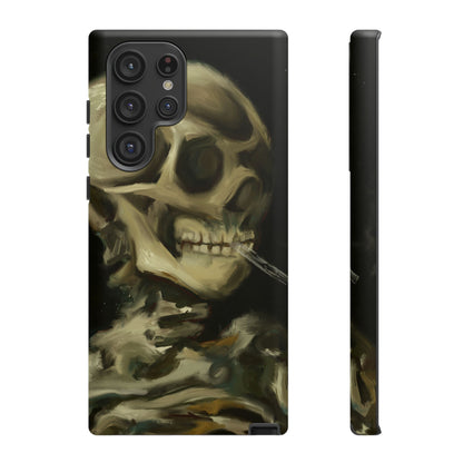Skull Phone Case - Tough Cases, Macabre Style, Unique Accessories, Perfect for Halloween, Gothic Decor, Edgy Gift Idea | Van Gogh Reimagined, Abstract Twist on  Van Gogh's Skeleton with Burning Cigarette