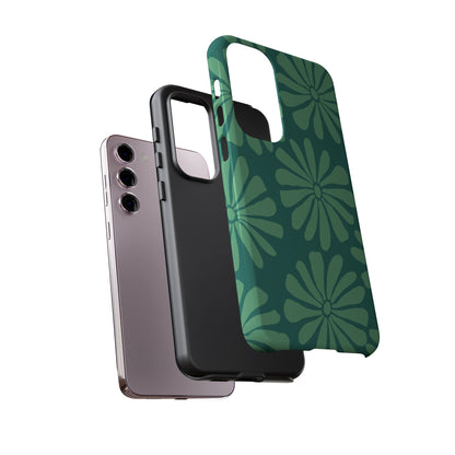 Stylish iPhone Case, Floral Phone Cover, Tough Phone Cases, Green Daisy Design, Unique Gift for Her, Spring Accessories