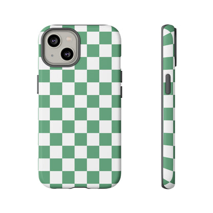 Stylish Phone Case - Green Checker Print, Trendy Phone Cover, Unique Gift, Modern Accessories, Eco-Friendly Case