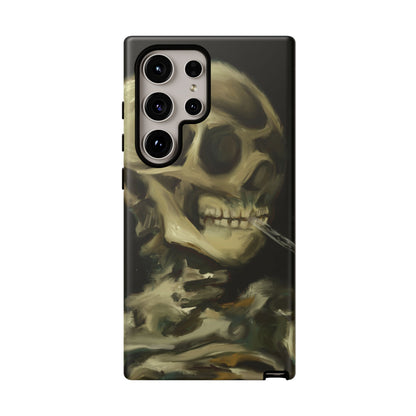 Skull Phone Case - Tough Cases, Macabre Style, Unique Accessories, Perfect for Halloween, Gothic Decor, Edgy Gift Idea | Van Gogh Reimagined, Abstract Twist on  Van Gogh's Skeleton with Burning Cigarette