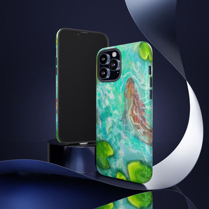 Watercolor Phone Case, Nature Lover Gift, Tough Phone Cover, Phone Accessory, Unique Design for Spring/Summer, Lily Pad, Fish Pond