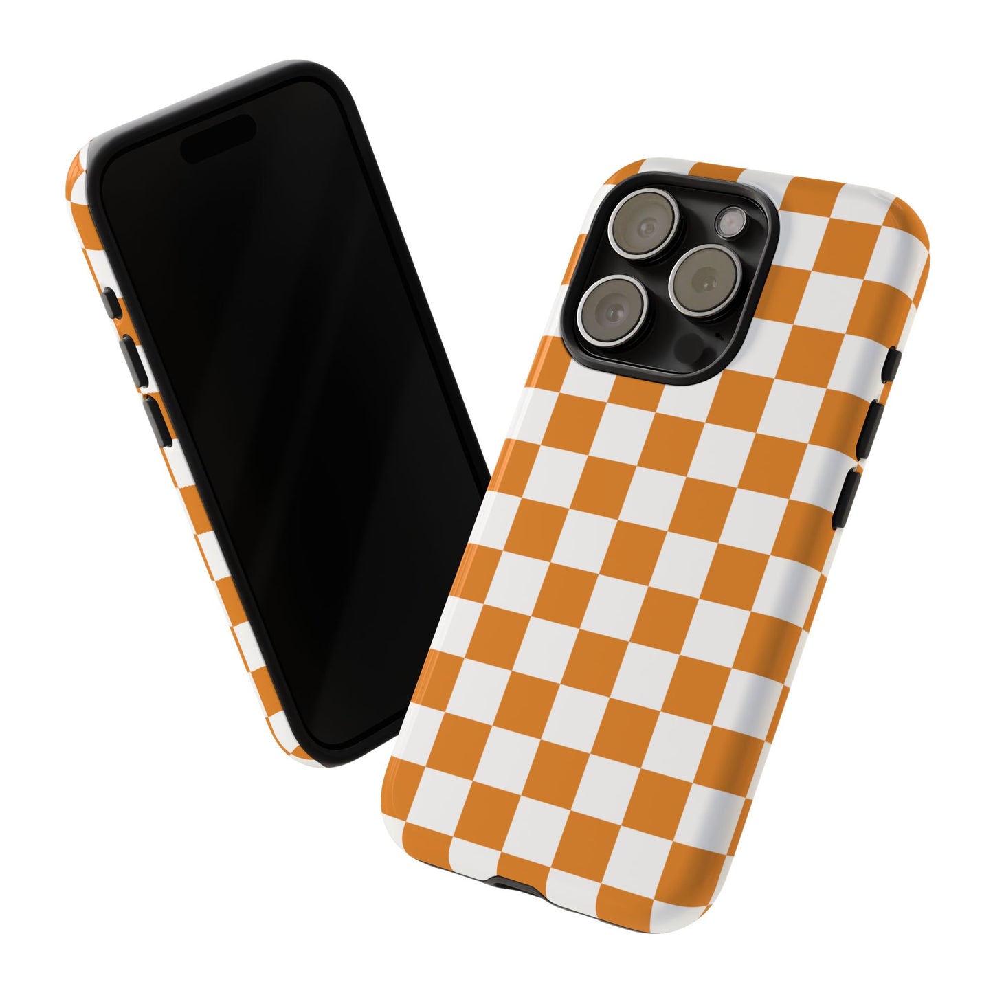 Orange Checkerboard Phone Case, Stylish Tough Cases for Protection, Gift for Friends, Trendy Cell Phone Accessories, Statement Tech Gear
