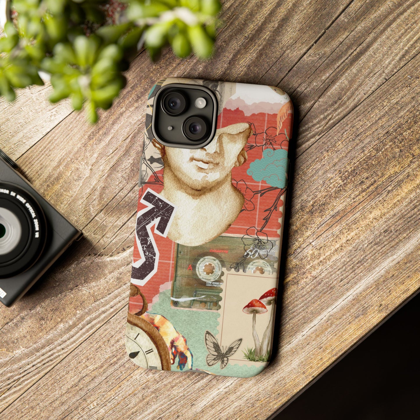 Artistic iPhone Case, Tough Cases with Vintage Design, Unique Phone Cover, Gift for Art Lovers, Protective Case for All Occasions, Vintage Collage Art