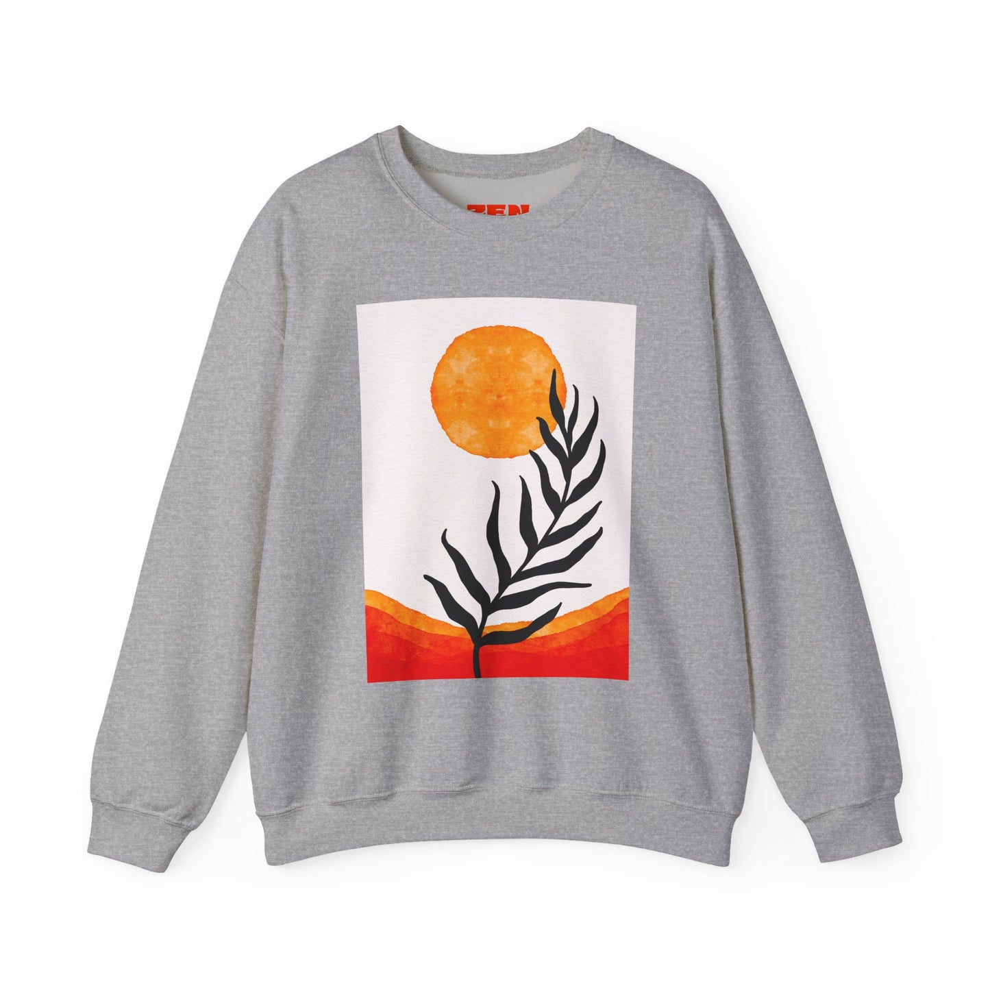 Bohemian Sun & Leaf Crewneck Sweatshirt, Cozy Unisex Sweatshirt, Nature-Inspired Apparel, Fall Fashion, Gift for Nature Lovers