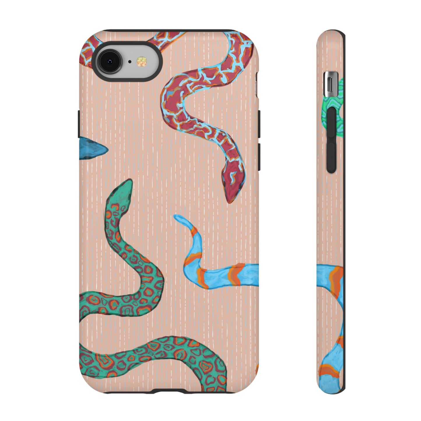 Colorful Snake Phone Case, Tough Phone Case, Unique Phone Cover, Animal Print Case, Gifts for Her, Trendy Accessories