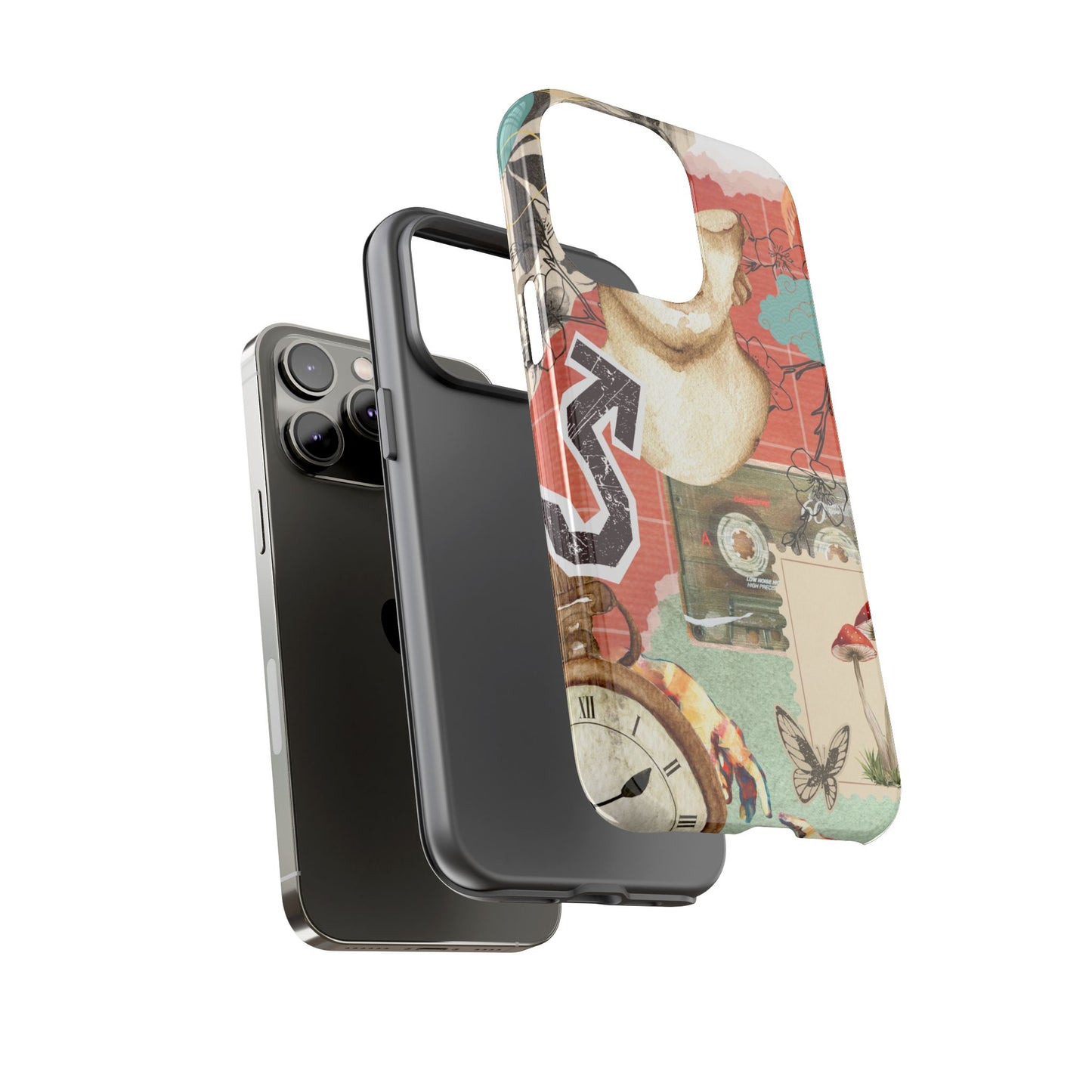Artistic iPhone Case, Tough Cases with Vintage Design, Unique Phone Cover, Gift for Art Lovers, Protective Case for All Occasions, Vintage Collage Art