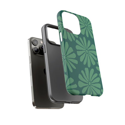 Stylish iPhone Case, Floral Phone Cover, Tough Phone Cases, Green Daisy Design, Unique Gift for Her, Spring Accessories