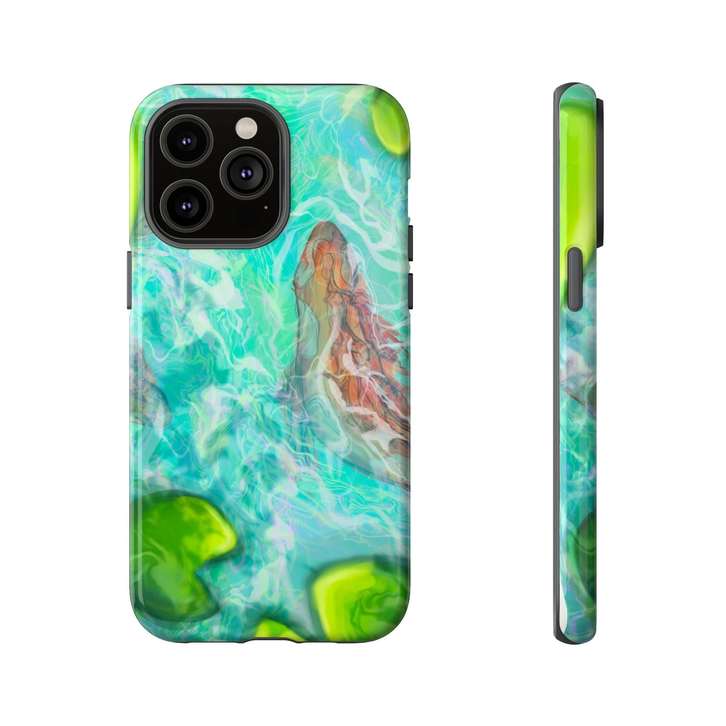 Watercolor Phone Case, Nature Lover Gift, Tough Phone Cover, Phone Accessory, Unique Design for Spring/Summer, Lily Pad, Fish Pond