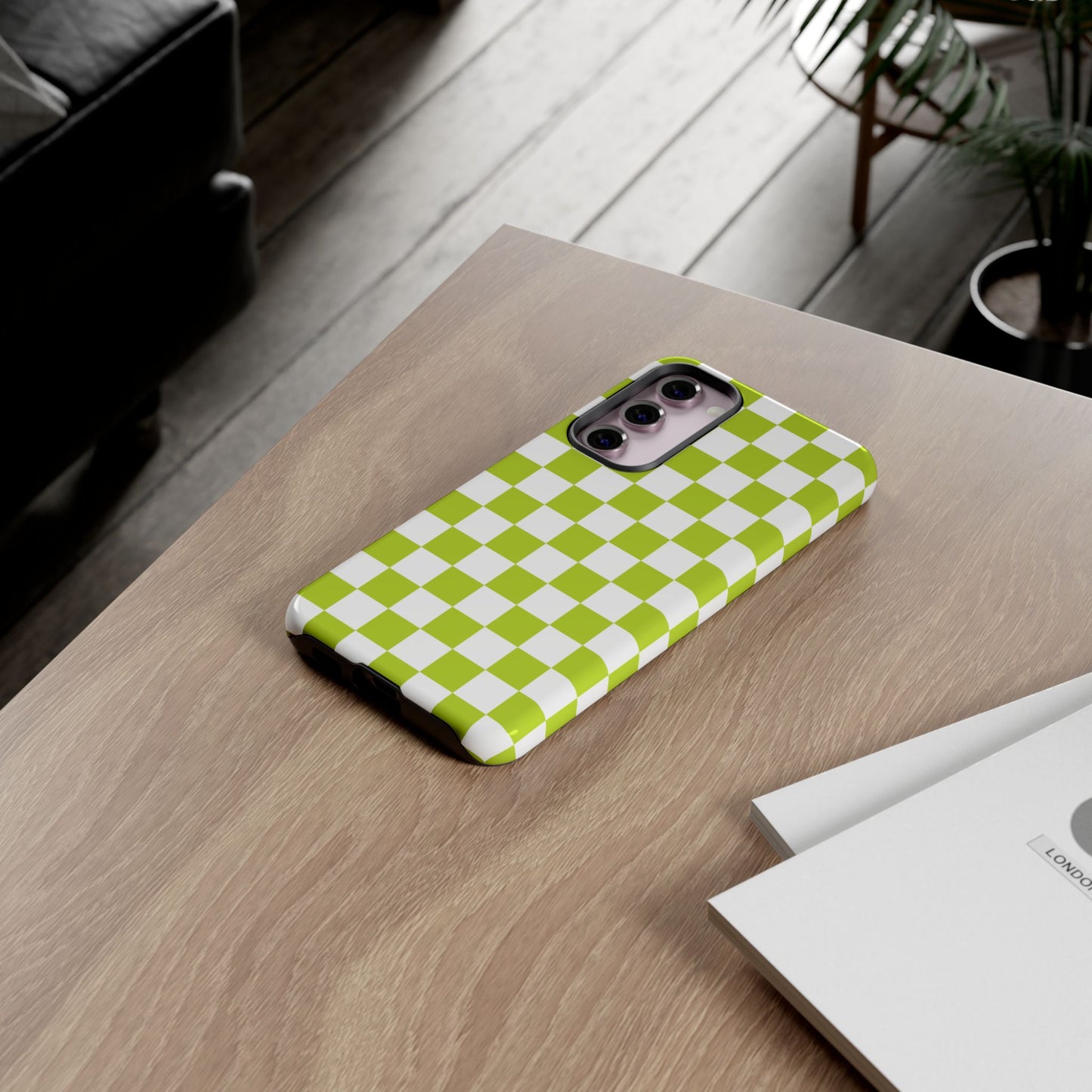 Lively Checker Pattern Phone Case | Tough Cases, Green Checkered Design, Unique Cell Phone Cover, Trendy Accessory, Gift Idea
