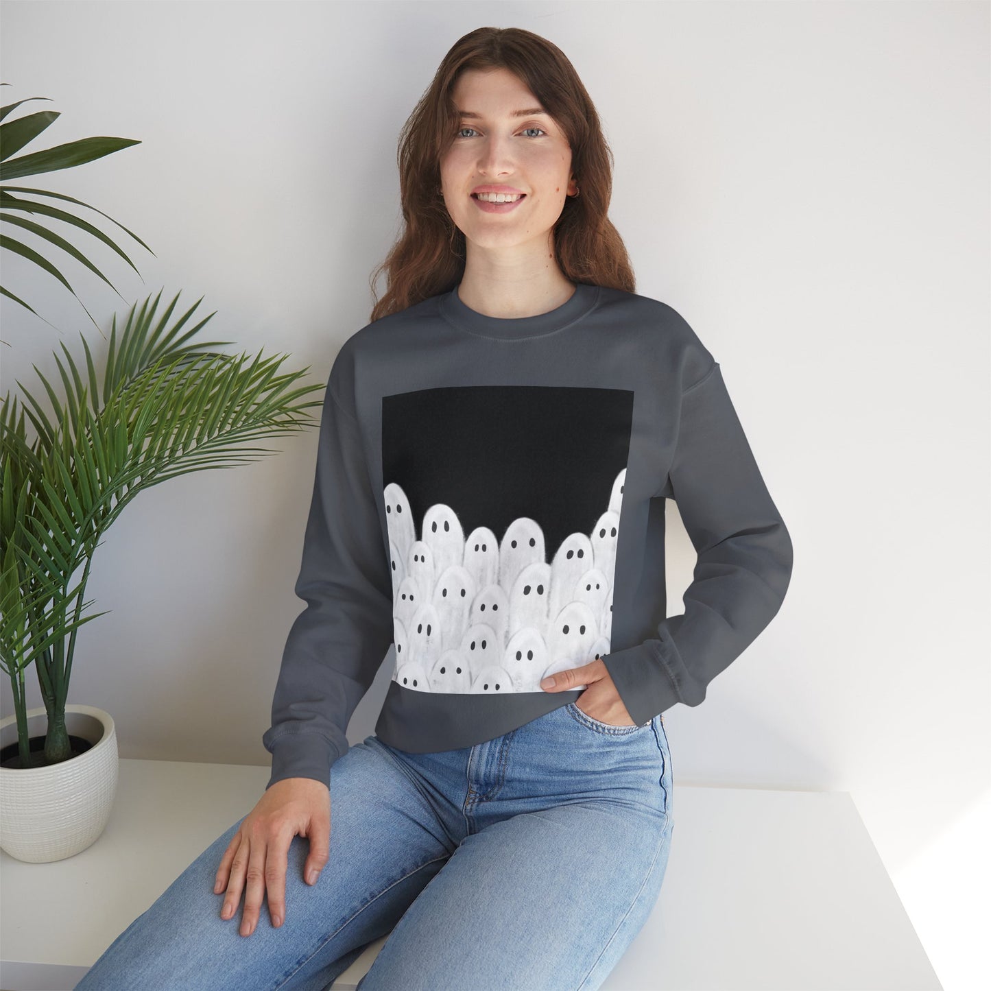 Painted Ghosts Crewneck | Cozy Sweatshirt, Perfect for Halloween, Fall, and Spooky Season
