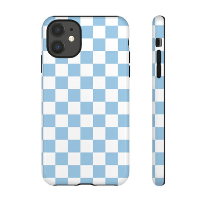 Blue Checkered Phone Case, Tough Phone Cover, Stylish Mobile Protector, Unique Gift for Him/Her, Trendy Accessories for Holidays