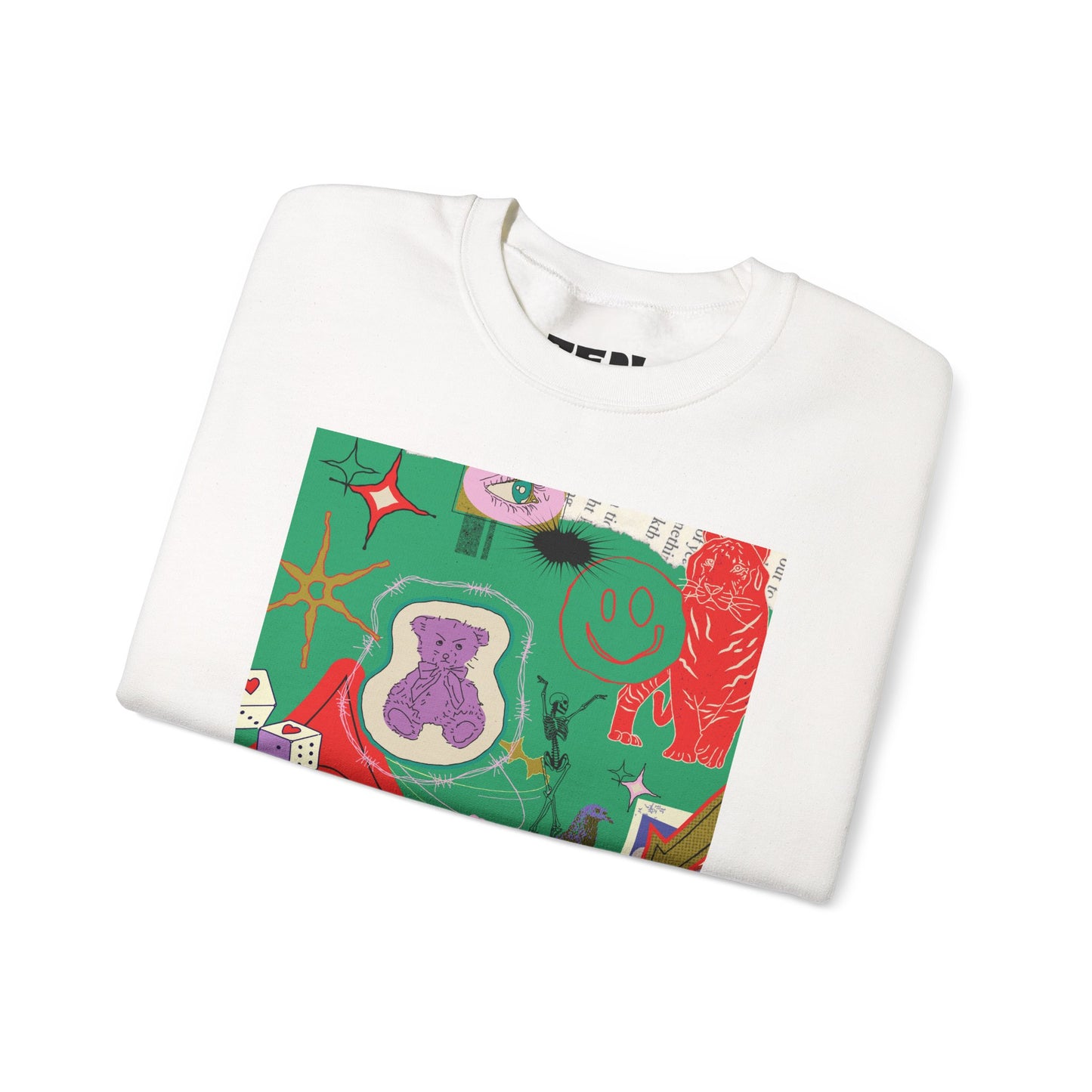Vibrant Artwork Crewneck Sweatshirt - Cozy Unisex Gift, Trendy Streetwear, Spring Fashion, Unique Graphic Tee, Art-Inspired Apparel