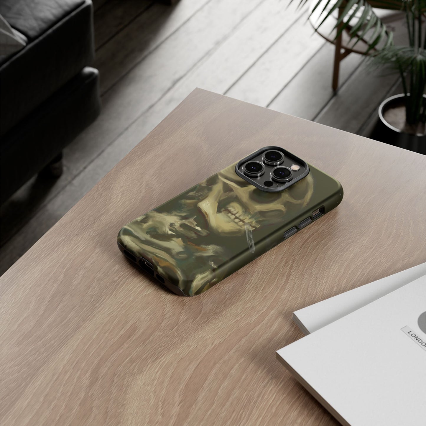 Skull Phone Case - Tough Cases, Macabre Style, Unique Accessories, Perfect for Halloween, Gothic Decor, Edgy Gift Idea | Van Gogh Reimagined, Abstract Twist on  Van Gogh's Skeleton with Burning Cigarette