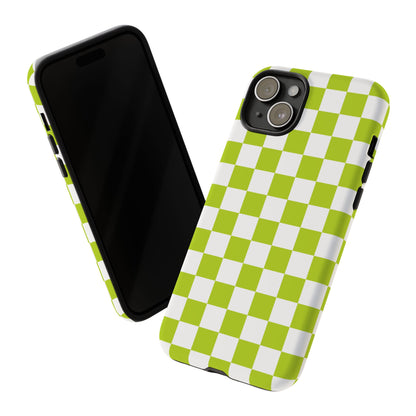 Lively Checker Pattern Phone Case | Tough Cases, Green Checkered Design, Unique Cell Phone Cover, Trendy Accessory, Gift Idea