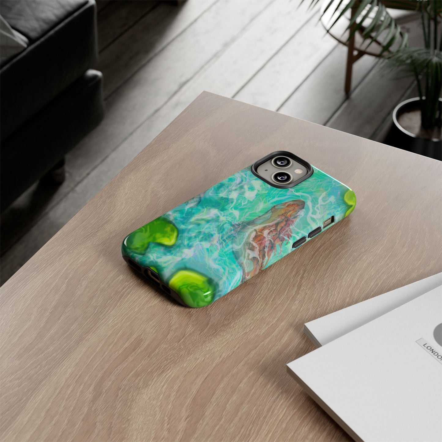 Watercolor Phone Case, Nature Lover Gift, Tough Phone Cover, Phone Accessory, Unique Design for Spring/Summer, Lily Pad, Fish Pond