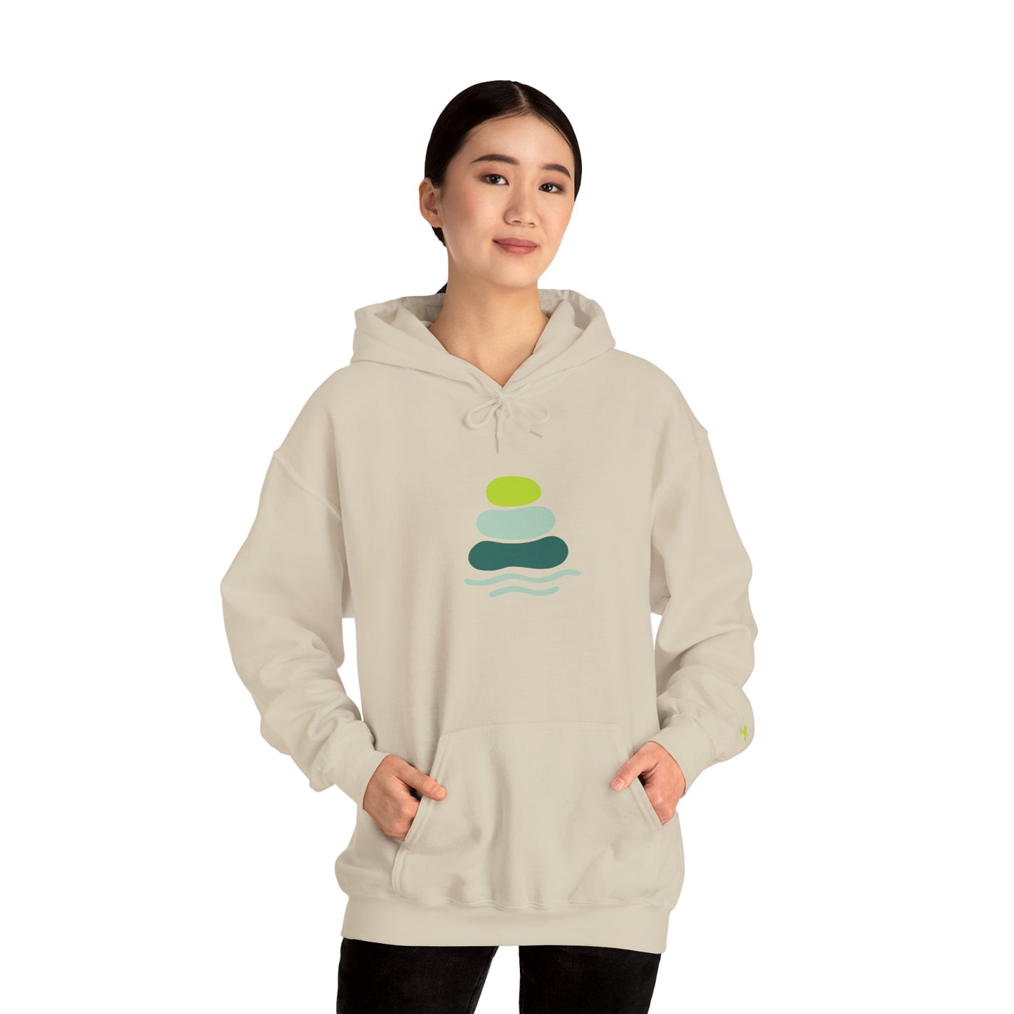 Serene Stacked Stones Hoodie, Unisex Sweatshirt for Mindfulness, Cozy Layer for Relaxation, Gift for Yoga Lovers, Perfect for Meditation