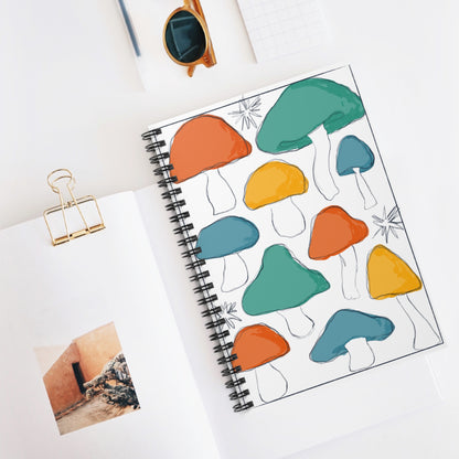 Colorful Mushroom Spiral Notebook for Nature Lovers, Eco-Friendly Journal, Study Guide, Personal Diary, Gifts for Writers