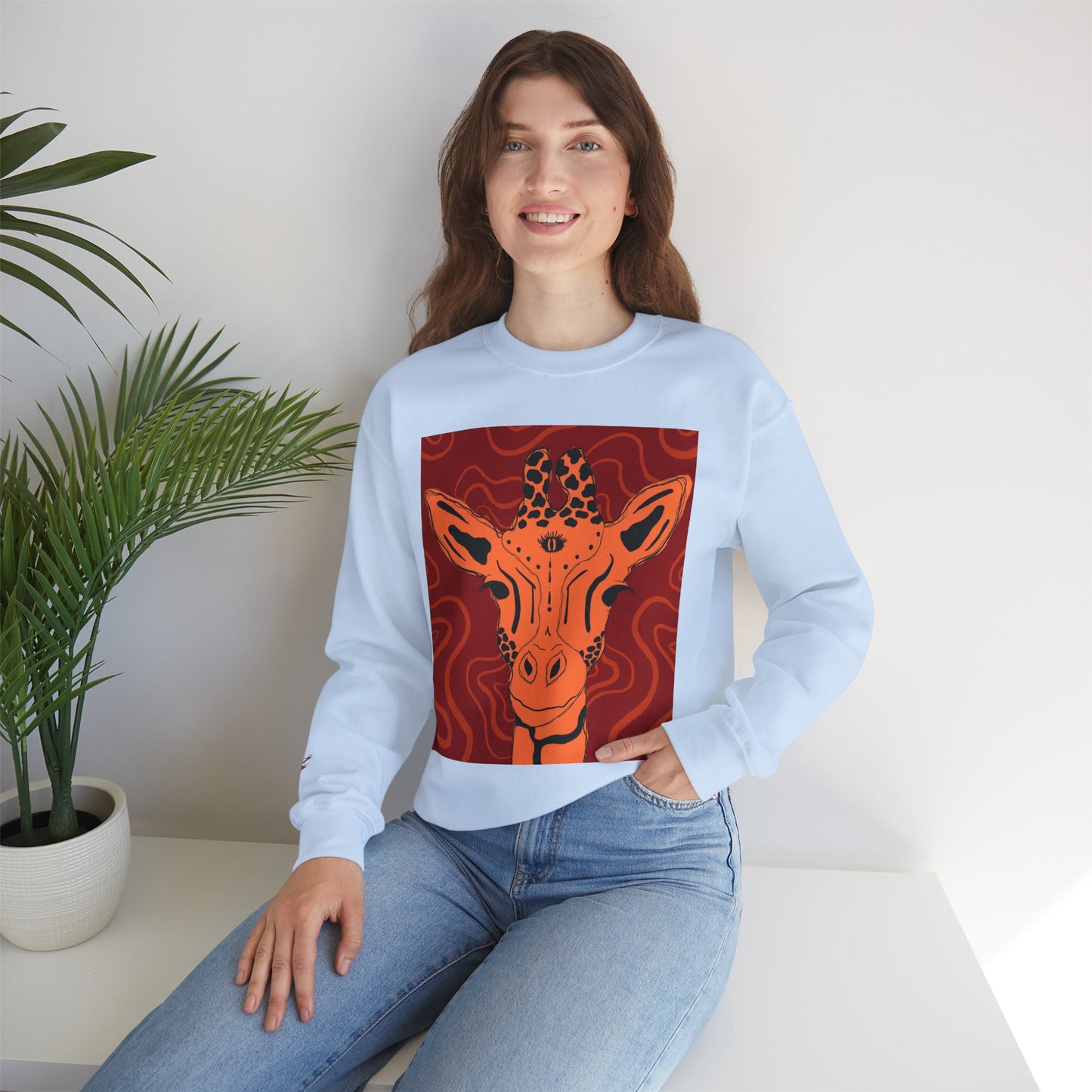 Giraffe Art Crewneck Sweatshirt, Cozy Giraffe Sweatshirt, Animal Lover Gift, Unique Sweatshirt for Friends, Cute Animal Apparel