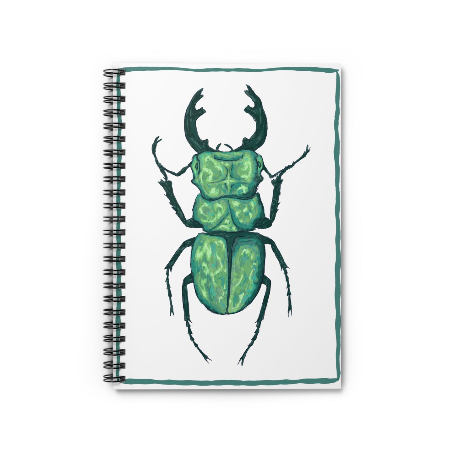 Green Beetle Spiral Notebook - Perfect for Nature Lovers, Journaling, and Eco-Friendly Gifts, School Supplies, Insect Enthusiasts