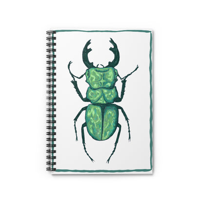 Green Beetle Spiral Notebook - Perfect for Nature Lovers, Journaling, and Eco-Friendly Gifts, School Supplies, Insect Enthusiasts