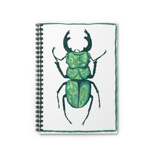 Green Beetle Spiral Notebook - Perfect for Nature Lovers, Journaling, and Eco-Friendly Gifts, School Supplies, Insect Enthusiasts